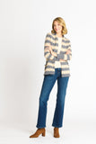 Wave Stripe J-Pocket Cardigan Sweater, Light Heather